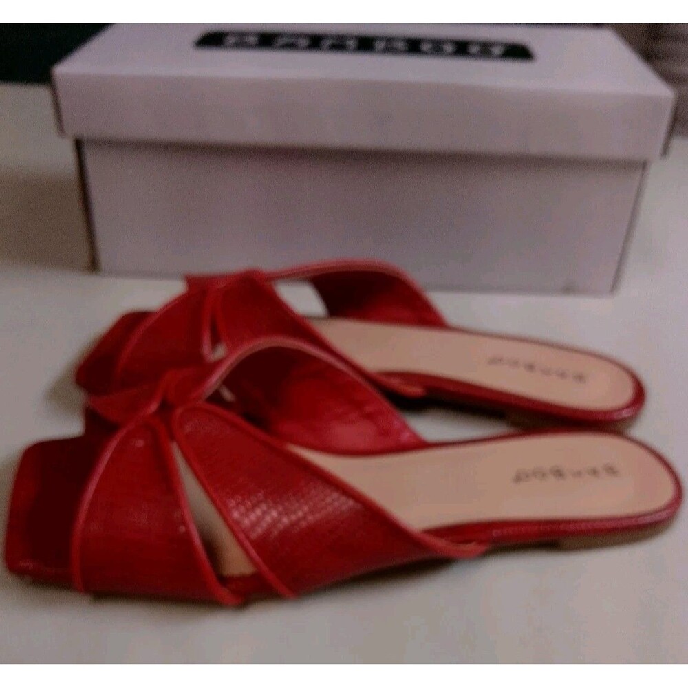 Bamboo REDLZD Block-04 Red Lizard Textured Slide Sandals Mules Square Toe Size 7 - Picture 7 of 13